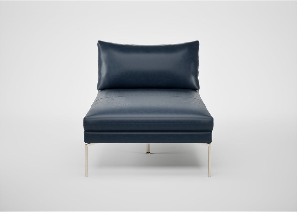 Matera Chaise Lounge Leather Stonewash Navy Blue 279 / Stainless Steel