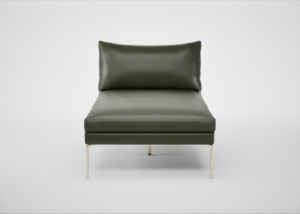Matera Chaise Lounge Leather Stonewash Vintage Green 278 / Stainless Steel