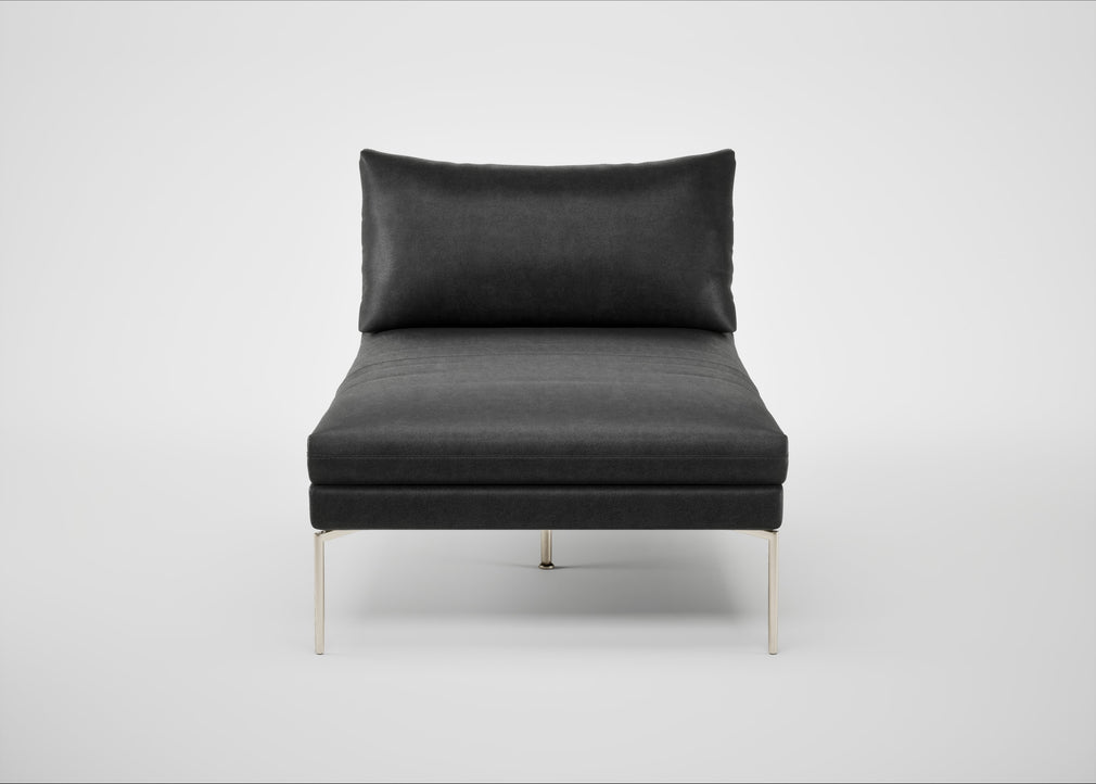 Matera Chaise Lounge Linea Leather Black 622 / Stainless Steel