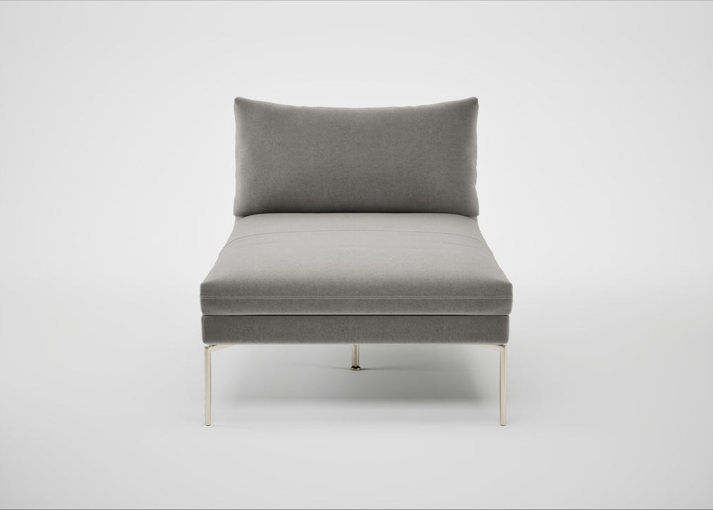 Matera Chaise Lounge Nobilis Velvet Dolphin / Stainless Steel