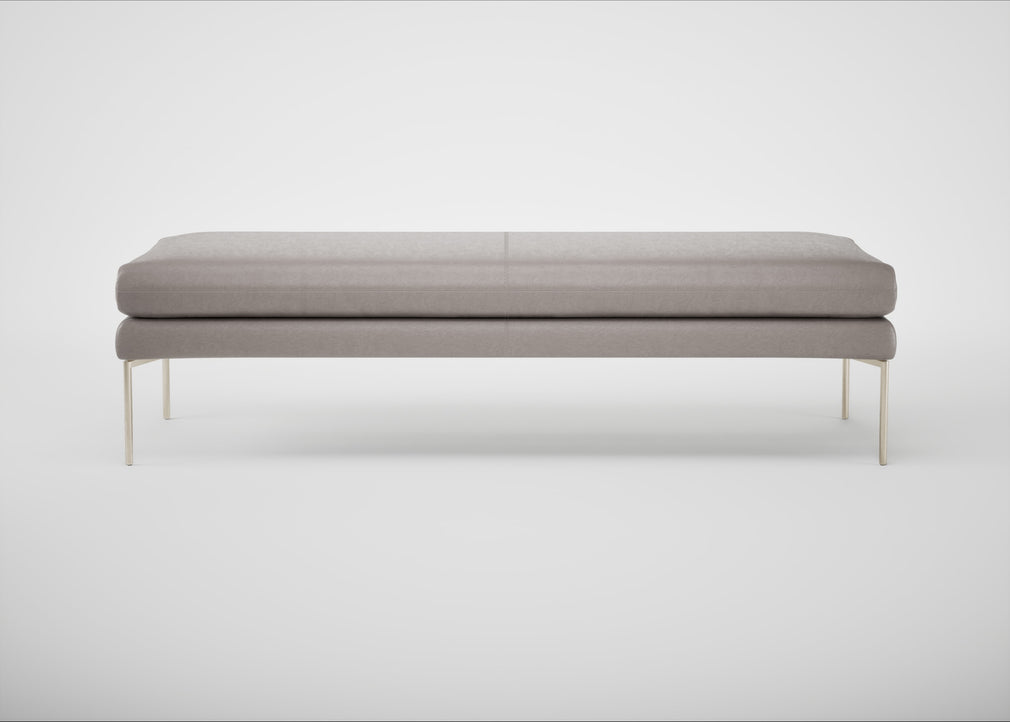 Matera Bench Daino Leather Elephant / Stainless Steel / 160cm