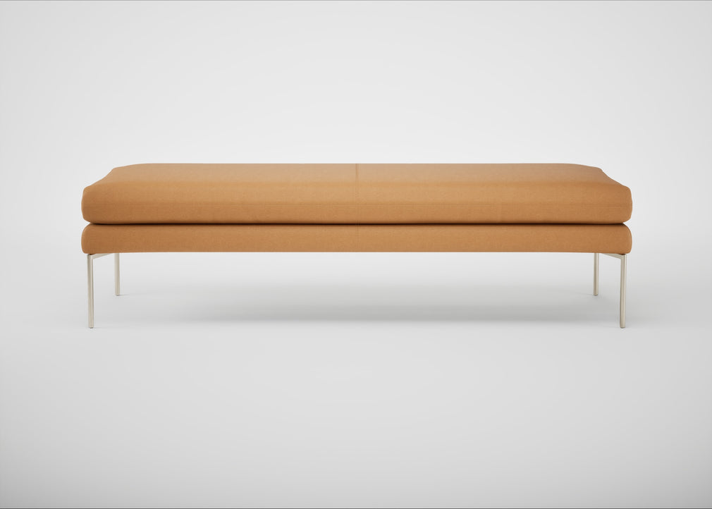Matera Bench Daino Leather Parchment / Stainless Steel / 160cm