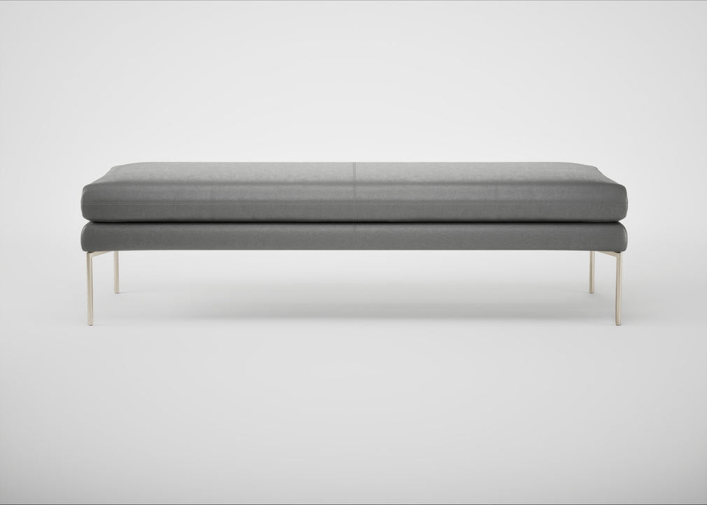 Matera Bench Daino Leather Steel / Stainless Steel / 160cm