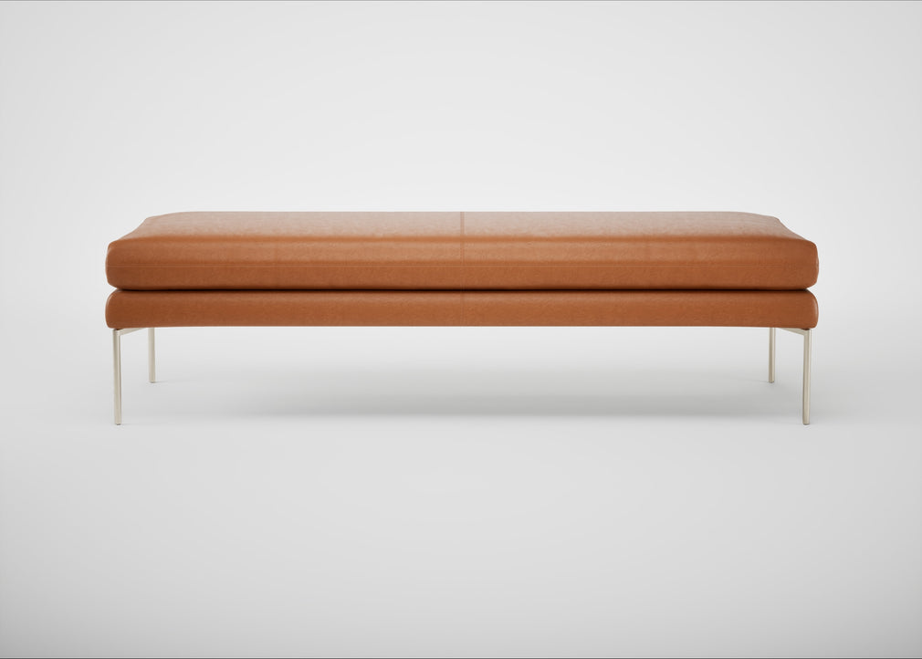 Matera Bench Daino Leather Treacle / Stainless Steel / 160cm