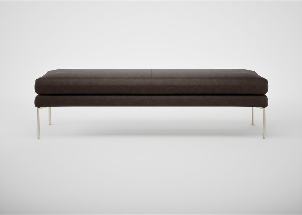 Matera Bench Leather Grain Chocolate 066 / Stainless Steel / 160cm