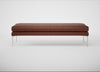Matera Bench Leather Grain Dark Brown 068 / Stainless Steel / 160cm