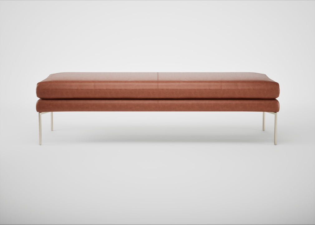 Matera Bench Leather Stonewash Navy Blue 279 / Stainless Steel / 160cm