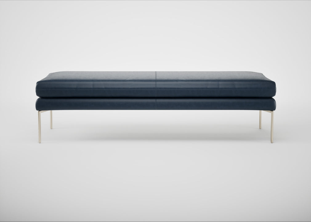 Matera Bench Leather Stonewash Black 263 / Stainless Steel / 160cm