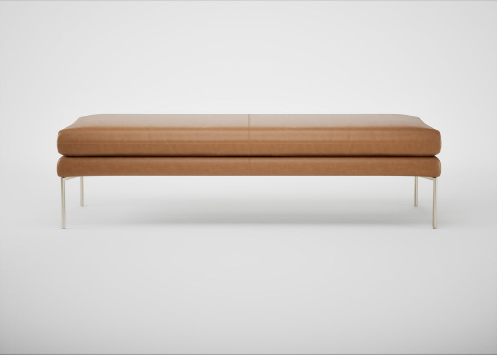 Matera Bench Leather Stonewash Toffee 277 / Stainless Steel / 160cm