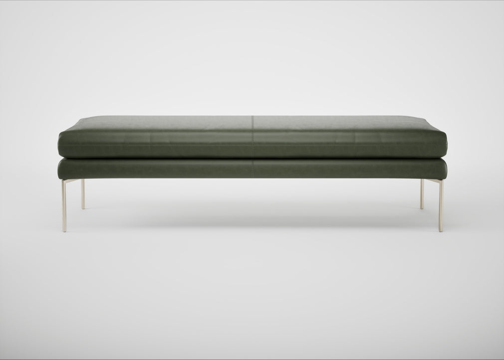 Matera Bench Leather Stonewash Light Brown 274 / Stainless Steel / 160cm