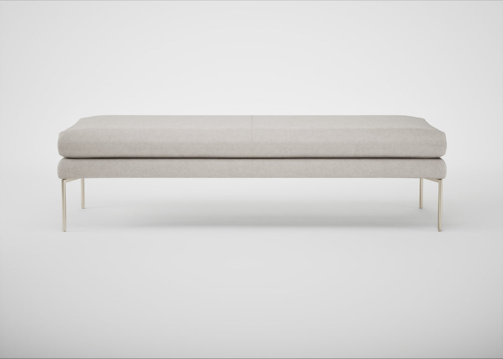 Matera Bench Linea Leather White 634 / Stainless Steel / 160cm