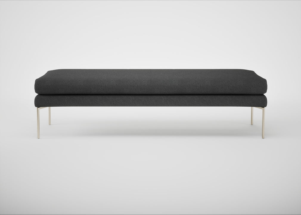 Matera Bench St Moritz Wool Grey / Stainless Steel / 160cm