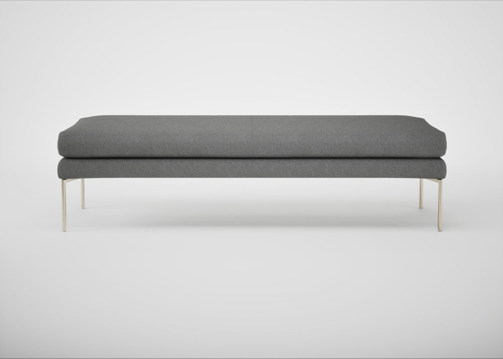 Matera Bench St Moritz Wool Light Grey / Stainless Steel / 160cm