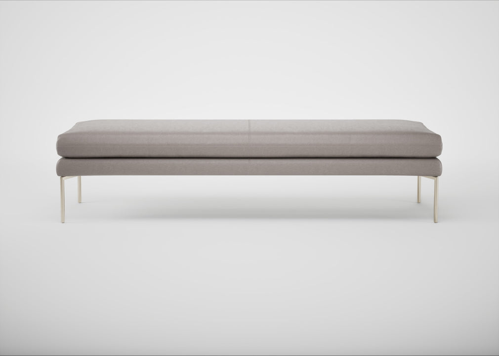 Matera Bench Daino Leather Elephant / Stainless Steel / 180cm