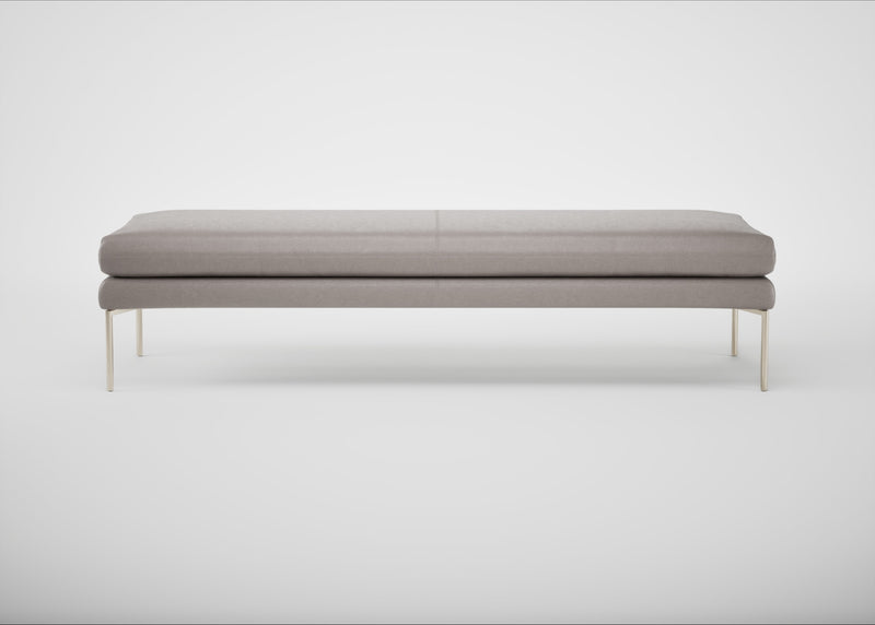 Matera Bench Daino Leather Elephant / Stainless Steel / 180cm