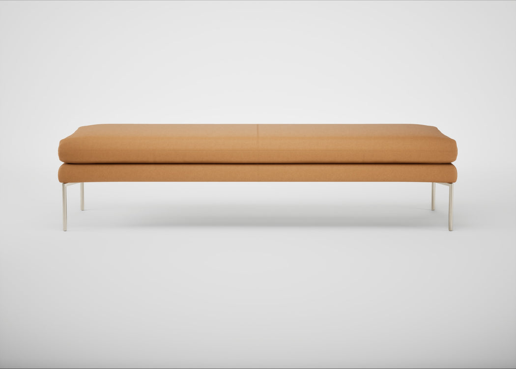 Matera Bench Daino Leather Parchment / Stainless Steel / 180cm