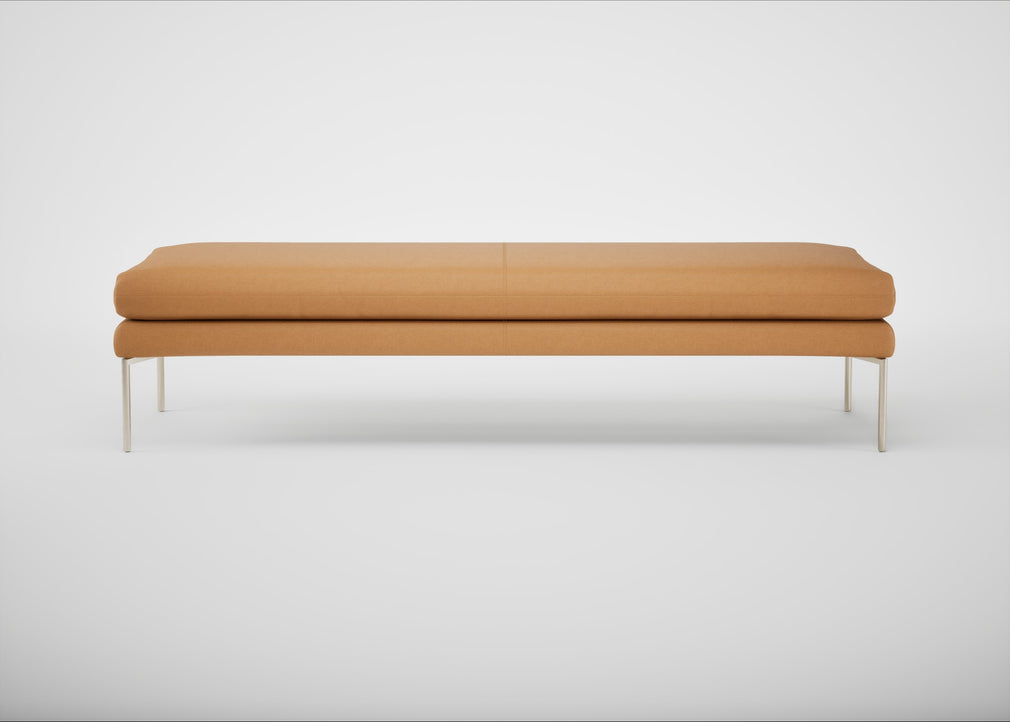 Matera Bench Daino Leather Parchment / Stainless Steel / 180cm