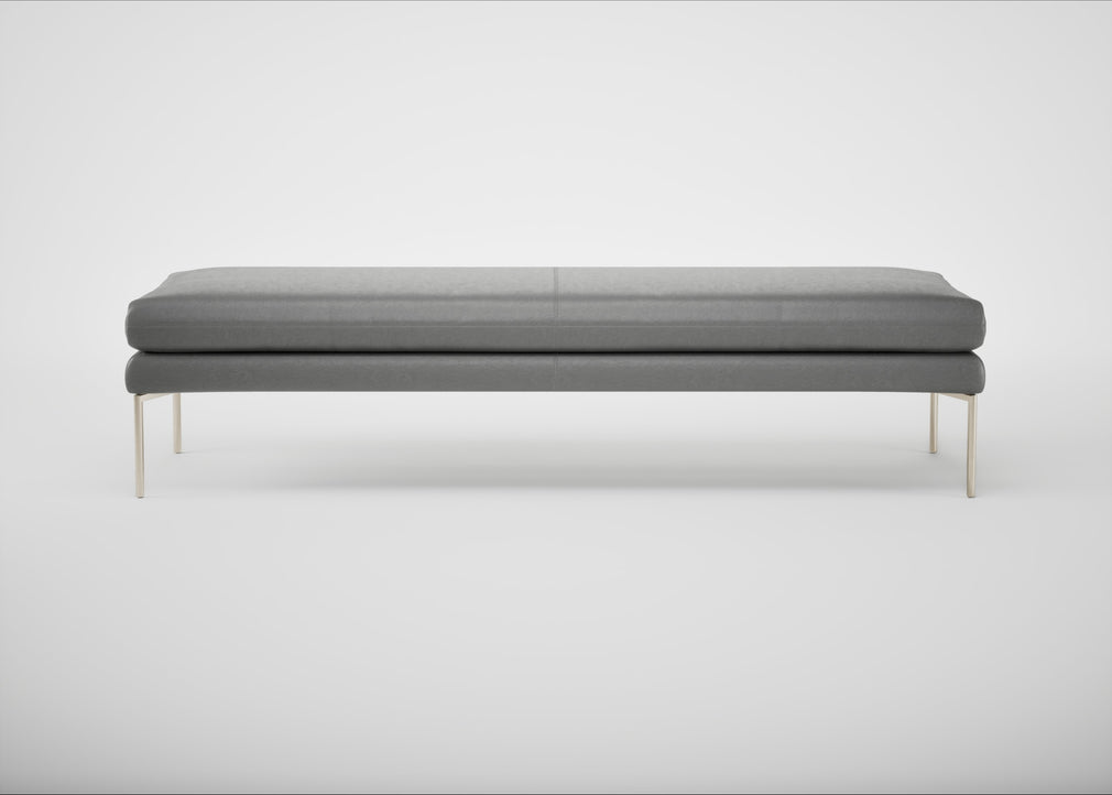 Matera Bench Daino Leather Steel / Stainless Steel / 180cm
