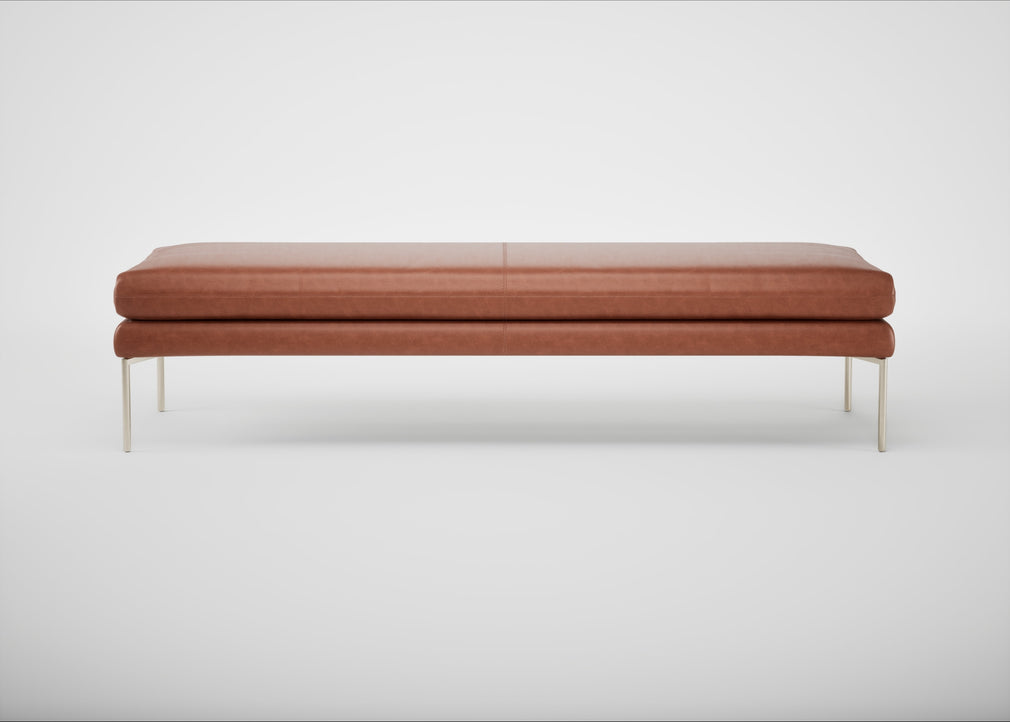 Matera Bench Leather Stonewash Navy Blue 279 / Stainless Steel / 180cm