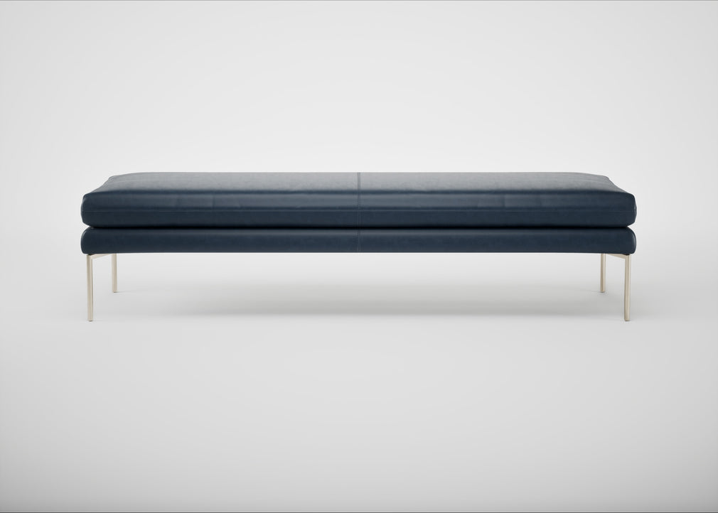 Matera Bench Leather Stonewash Black 263 / Stainless Steel / 180cm