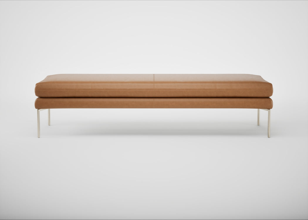 Matera Bench Leather Stonewash Toffee 277 / Stainless Steel / 180cm