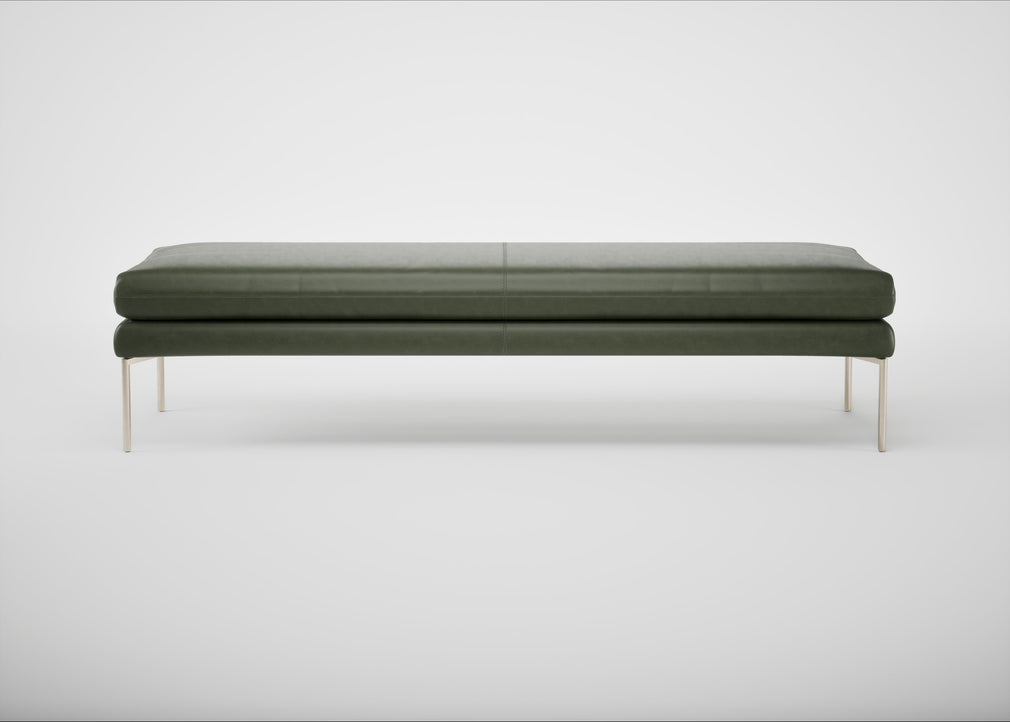 Matera Bench Leather Stonewash Light Brown 274 / Stainless Steel / 180cm