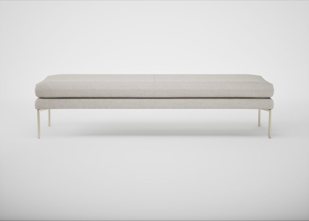 Matera Bench Linea Leather White 634 / Stainless Steel / 180cm