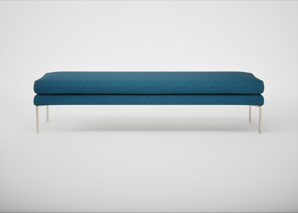 Matera Bench St Moritz Wool Blue / Stainless Steel / 180cm