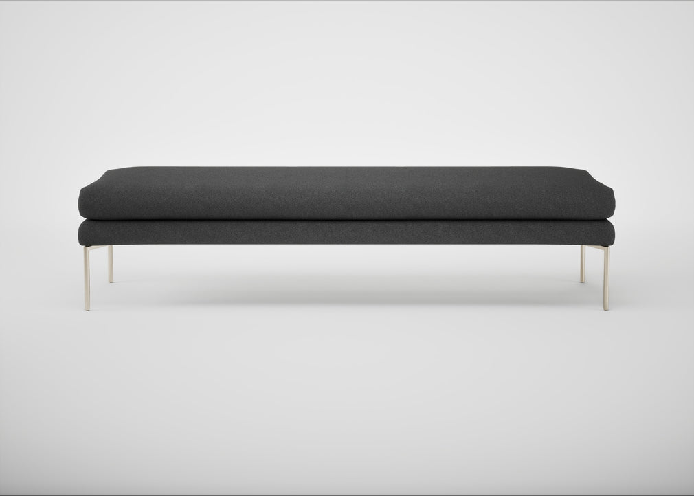 Matera Bench St Moritz Wool Grey / Stainless Steel / 180cm