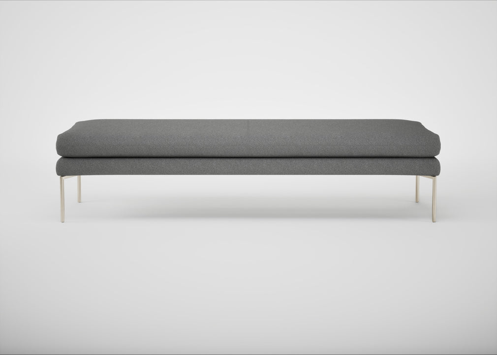 Matera Bench St Moritz Wool Light Grey / Stainless Steel / 180cm