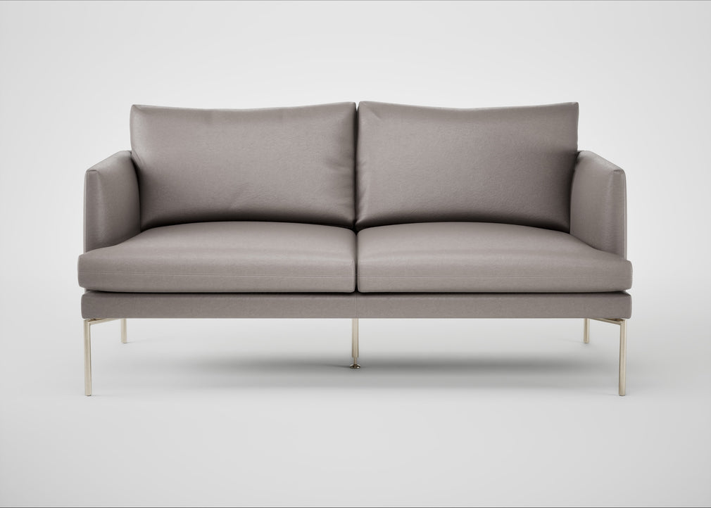 Matera 2 Seater Sofa Daino Leather Elephant / Stainless Steel