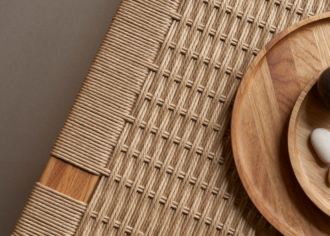 BM0489L Bench Oiled Oak Natural Paper Cord 138cm