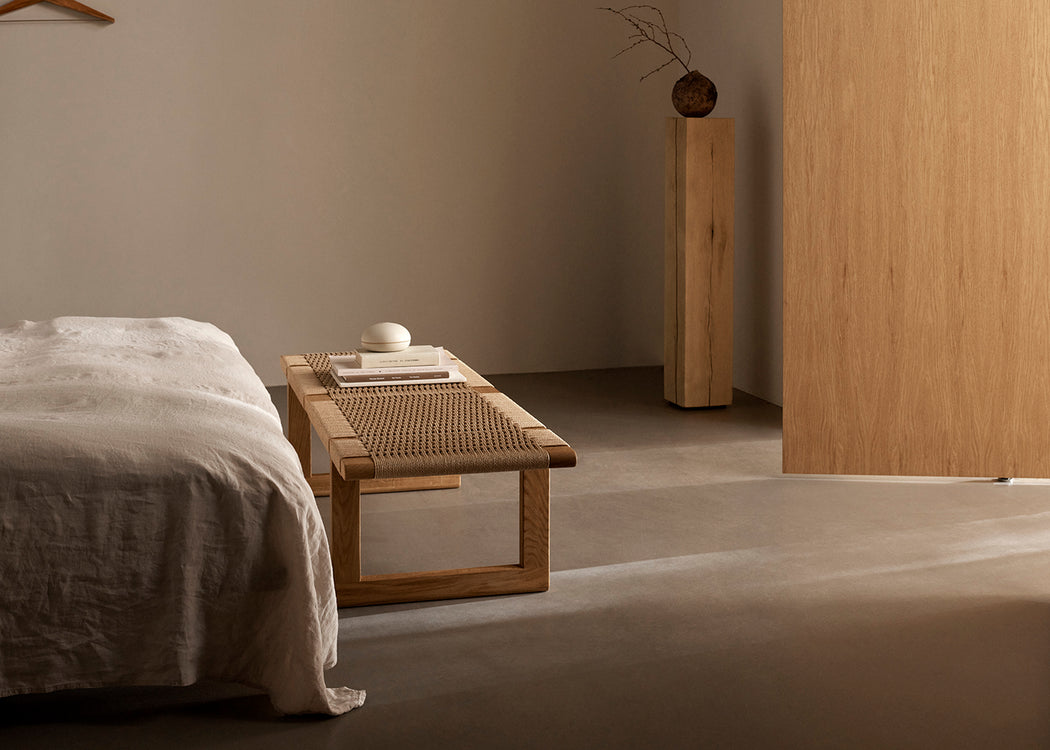 BM0489L Bench Oiled Oak Natural Paper Cord 138cm