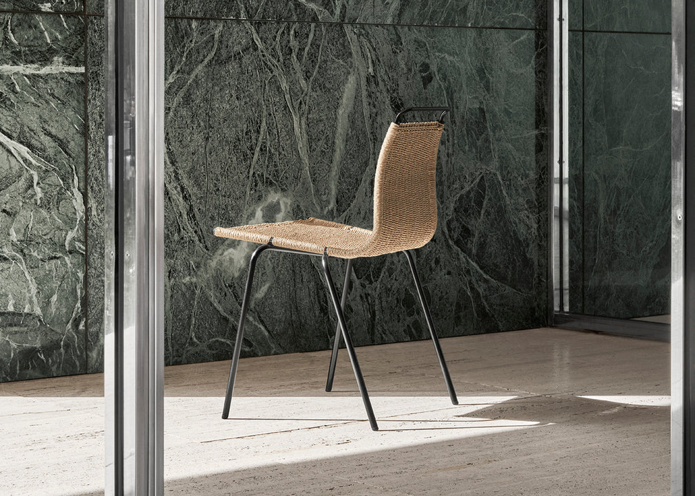 PK1 Chair Black Frame Natural Paper Cord