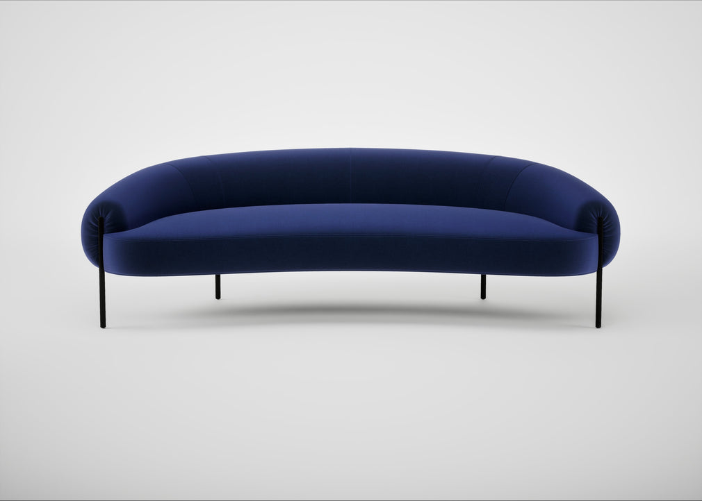 Isola 3 Seater Sofa Nobilis Velvet Neptune / Black