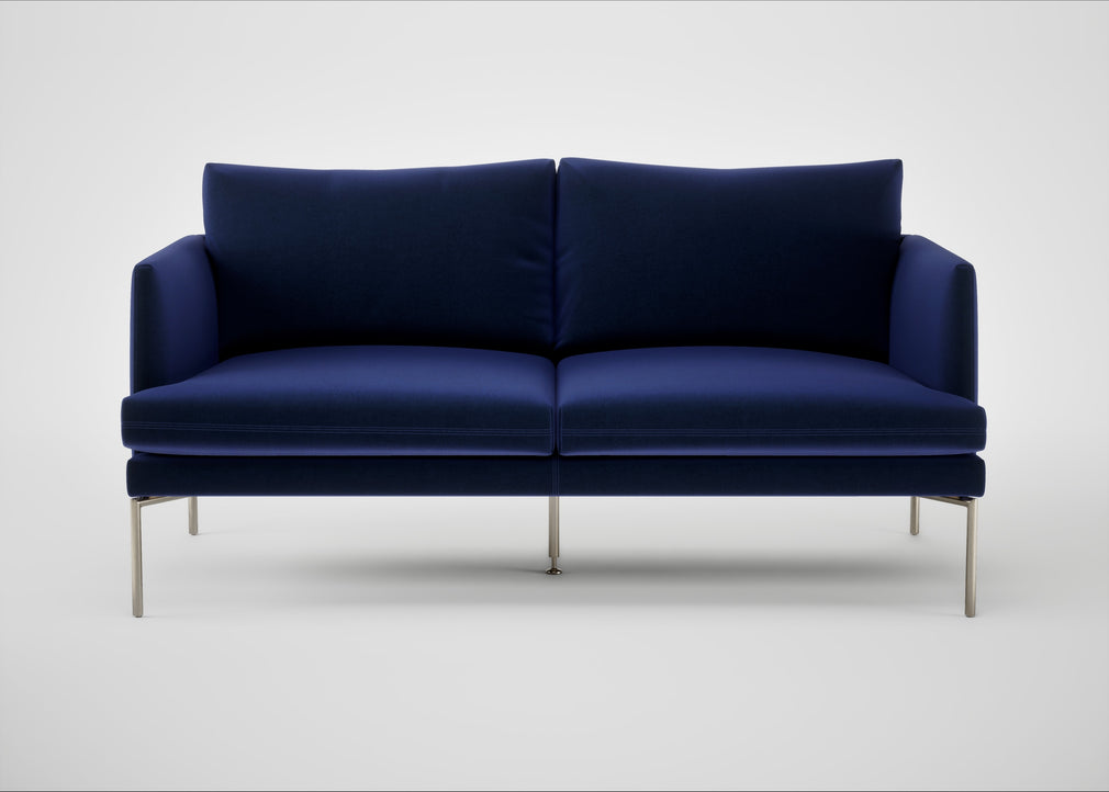 Matera 2 Seater Sofa Nobilis Velvet Neptune / Stainless Steel