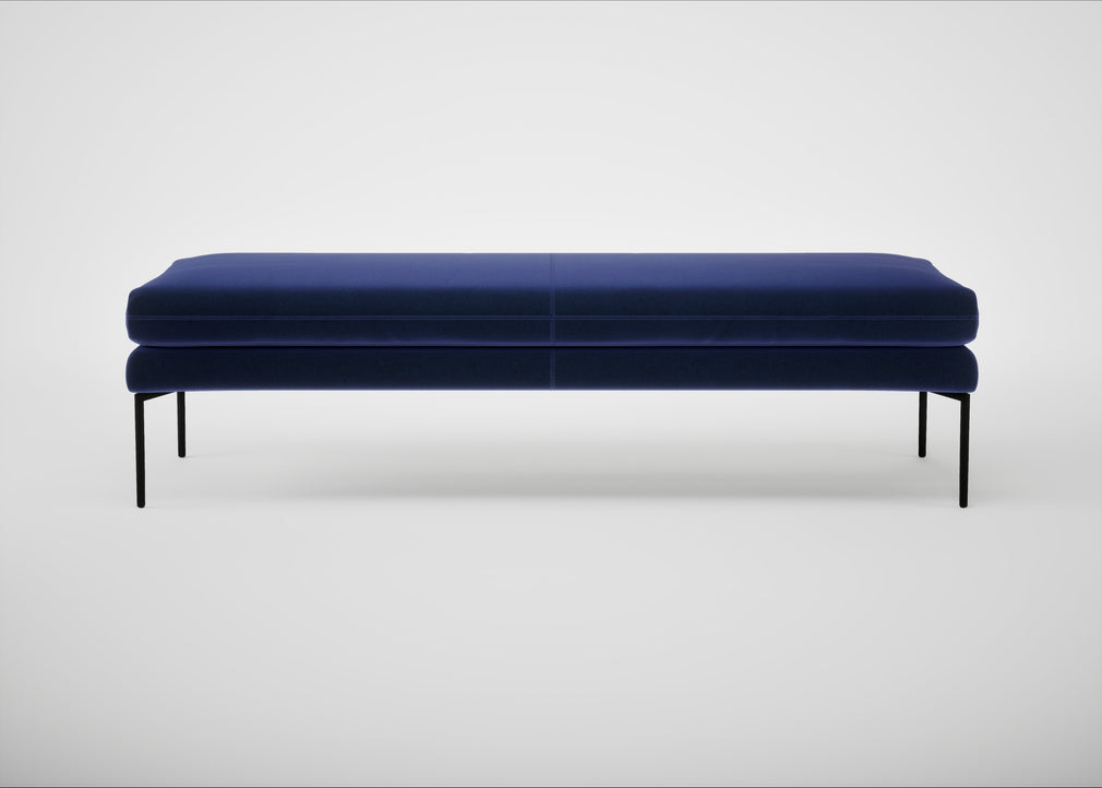 Matera Bench Nobilis Velvet Neptune / Black / 160cm
