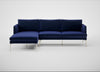 Matera Left Hand Facing Chaise Sofa Nobilis Velvet Neptune / Stainless Steel