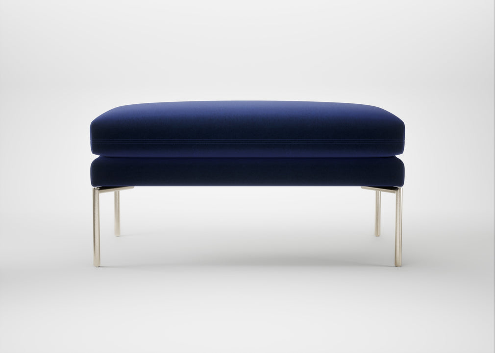 Matera Ottoman Nobilis Velvet Neptune / Stainless Steel