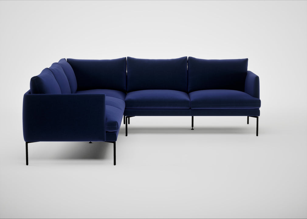 Matera Large Corner Sofa Nobilis Velvet Neptune / Black