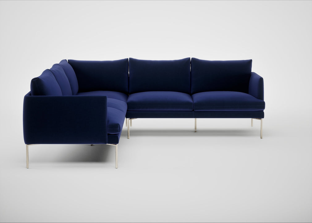 Matera Large Corner Sofa Nobilis Velvet Neptune / Stainless Steel
