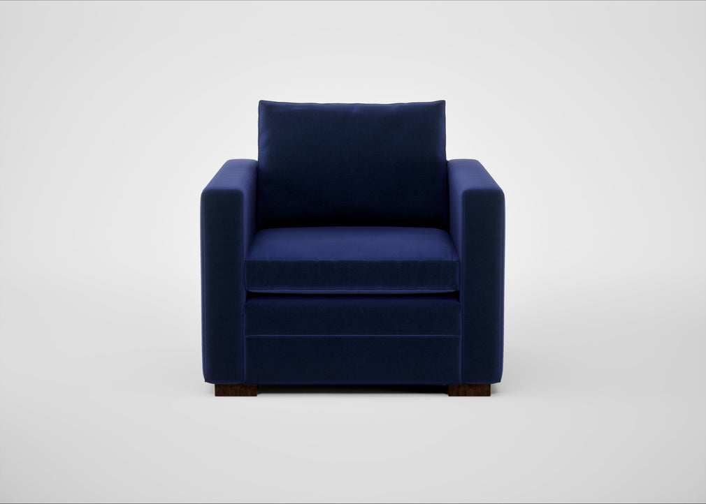 Palermo Armchair Nobilis Velvet Neptune / Walnut and Brass