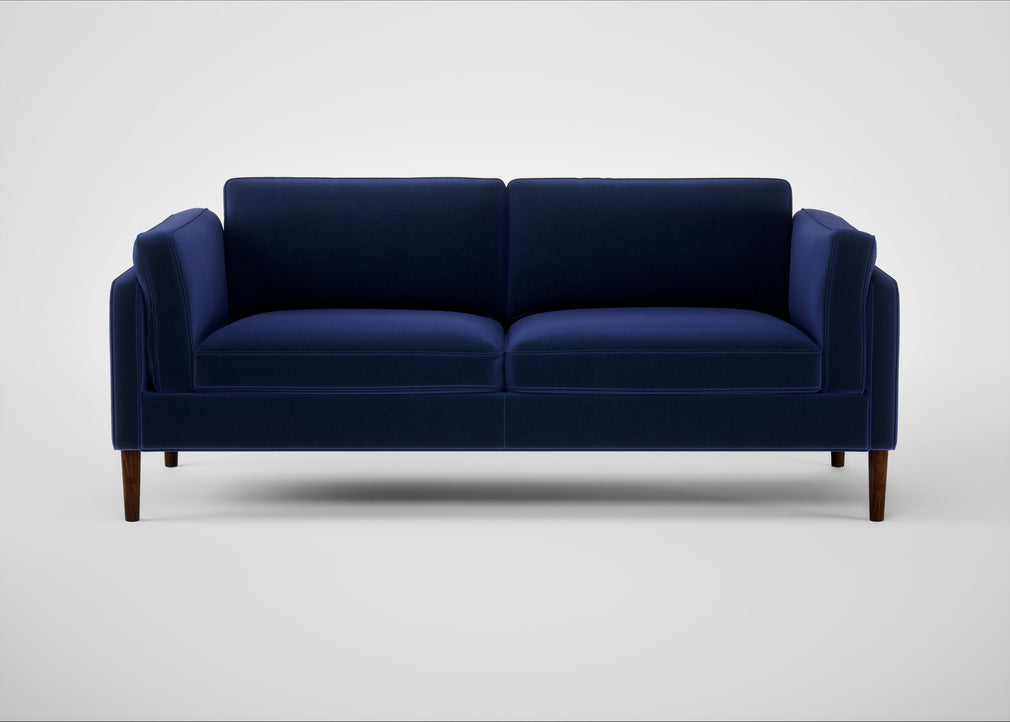 Sonno 3 Seater Sofa Nobilis Velvet Neptune / Walnut