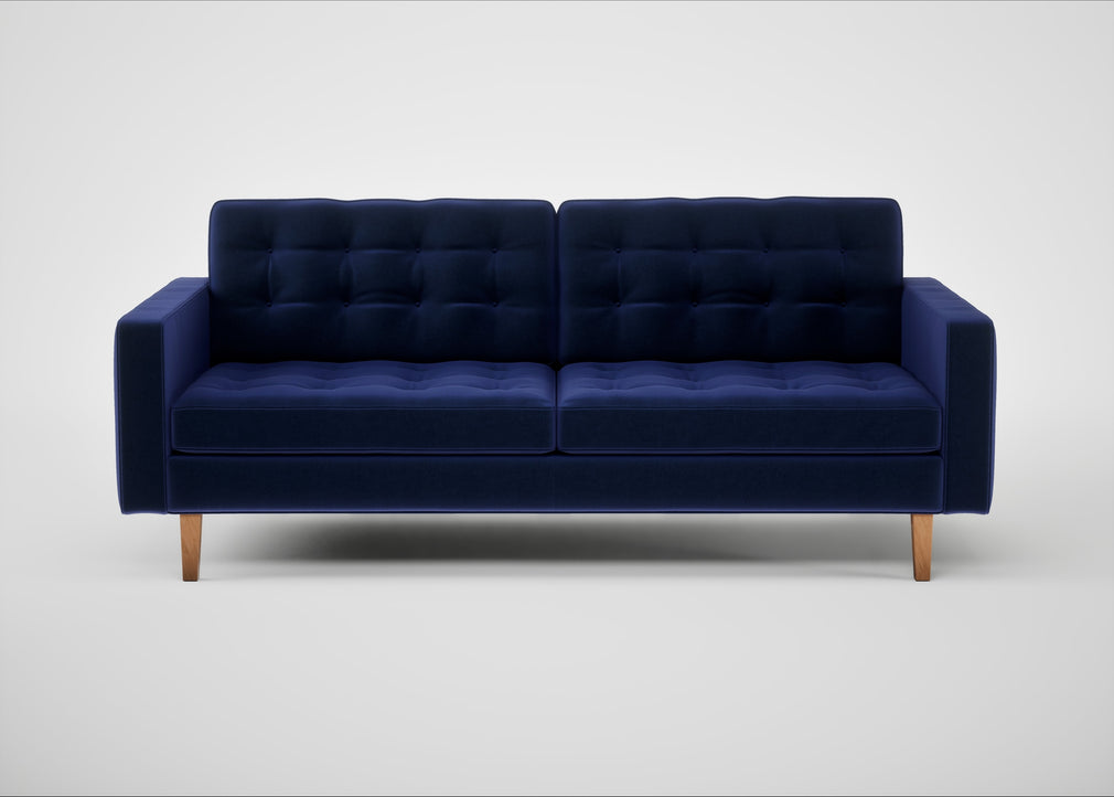 Hepburn 3 Seater Sofa Nobilis Velvet Neptune / Natural