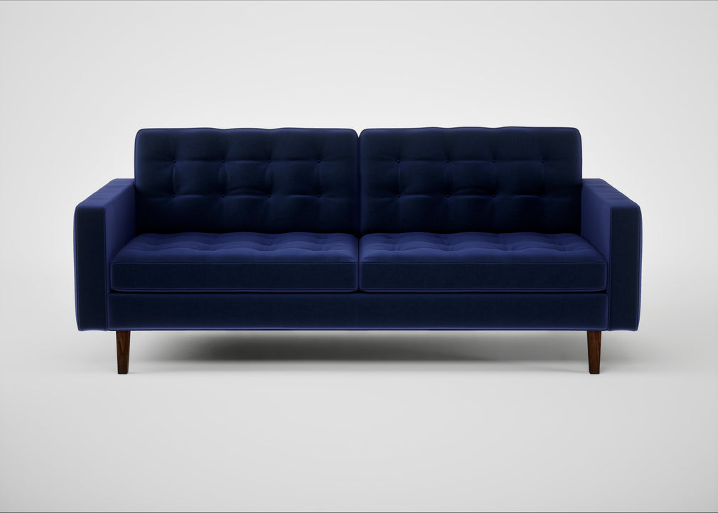 Hepburn 3 Seater Sofa Nobilis Velvet Neptune / Walnut