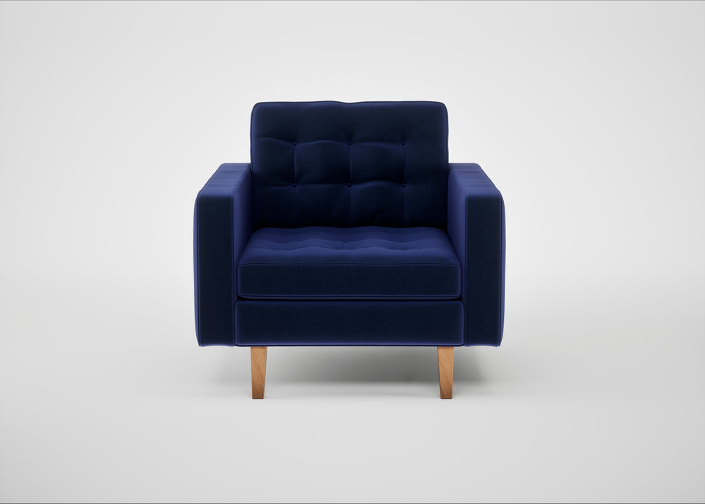 Hepburn Armchair Nobilis Velvet Neptune / Natural