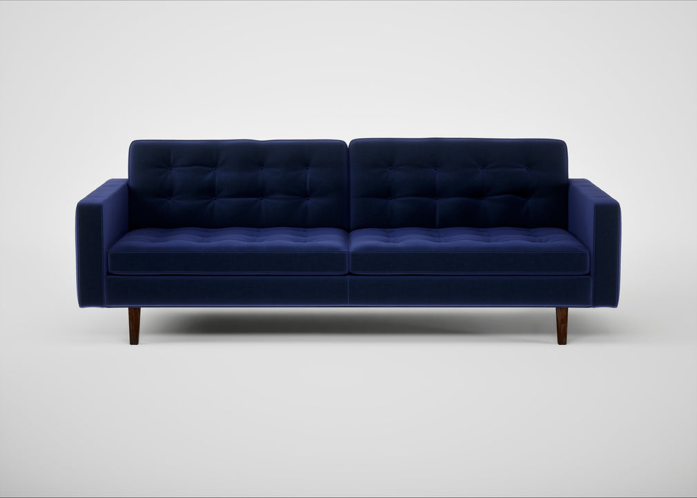 Hepburn 4 Seater Sofa Nobilis Velvet Neptune / Walnut