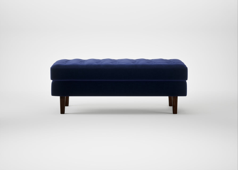Hepburn Ottoman Nobilis Velvet Neptune / Walnut