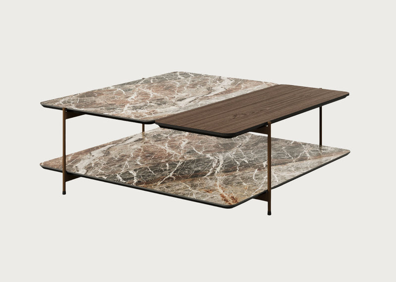 Dua Stone/Wood Coffee Table Square