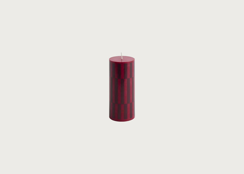 Column Candle Wine/Bordeaux Check Small